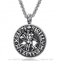 PE0341 BOBIJOO Jewelry Templar Pendant Seal of the Templars Stainless Steel