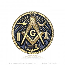 PIN0012 BOBIJOO Jewelry Pins Masonic Rund totenkopf Farben Schwarz und Gold