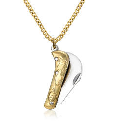 PE0343 BOBIJOO Jewelry Proxy pendant mini knife and chain Stainless steel Gold