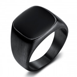 BA0285 BOBIJOO Jewelry Cabochon Ring Man Stainless Steel Matte Black
