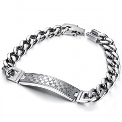 Curb Chain Bracelet Man Paver Mosaic, Checkerboard, Rectangle  IM#21342