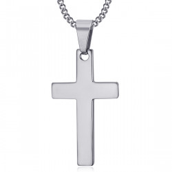 Collier croix Pendentif sans christ Acier Inoxydable Argent 35mm bobijoo