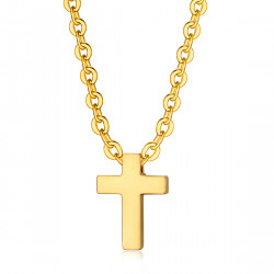 Collier croix femme Petit pendentif 12x9mm Acier Or Chaîne bobijoo