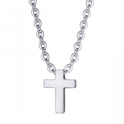 PEF0026 BOBIJOO Jewelry Women's cross necklace Small pendant 12x9mm Steel Silver Chain