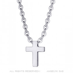 PEF0026 BOBIJOO Jewelry Women's cross necklace Small pendant 12x9mm Steel Silver Chain