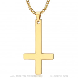Croix de Saint-Pierre, pendendif collier en acier inoxydable Or bobijoo