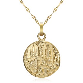 Lourdes Medal Steel and Gold Chain 50cm IM#21977
