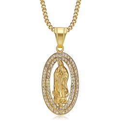 Pendant Necklace Holy Virgin Mary Rhinestone  IM#22059