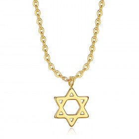 Small Pendant Necklace Woman Star of David Steel + String  IM#22267