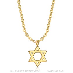 Small Pendant Necklace Woman Star of David Steel + String  IM#22268