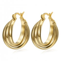 Gold Creole Steel 3-Ring Earring IM#22314