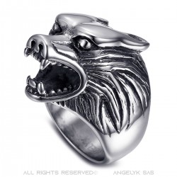 Signet Ring Wolf's Head Stainless Steel   IM#22326