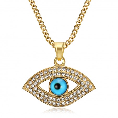 Necklace blue eye protection Talisman Matiasma Steel Gold IM#22361