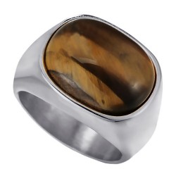 Tiger's eye ring for men Stainless steel Chevalière IM#22380