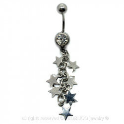 PIP0013 BOBIJOO Jewelry Piercing Navel Surgical Steel Rhinestone Stars
