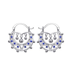 Savoyard Child Adult 25mm Creoles Blue Sapphire Silver IM#22624