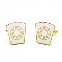BM0007 BOBIJOO Jewelry Cufflinks freemasonry, Gold and White HTWSSTKS