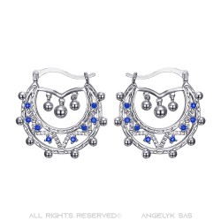 Adult Women's 35mm Creoles Sapphire Blue Silver IM#22649