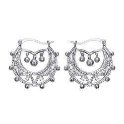Adult Women's 35mm Silver Diamond Hoop Earrings IM#22660