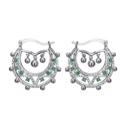 Adult Women's 35mm Creoles Emerald Green Silver IM#22666