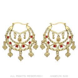 Niglo Women's Gitane Ruby Gold Savoyard Earrings IM#22689