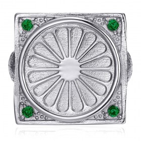 Gypsy Flag Ring Niglo Chevalière Steel Silver Emerald IM#22806