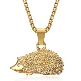 Pendant niglo Hedgehog necklace Steel Gold Diamond IM#22865