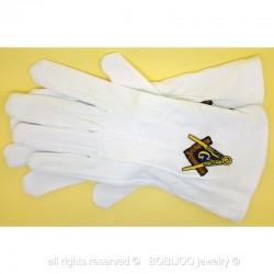 GAN0005 BOBIJOO Jewelry Gloves Freemasonry Embroidered G Masonic One Size S M L