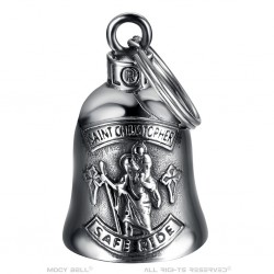 Motorbike Bell Mocy Bell St Christopher Safe Ride Stainless Steel Silver IM#22927