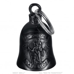 Mocy Bell St Christopher Safe Ride Stainless Steel Black IM#22934