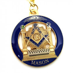 PCL0001 BOBIJOO Jewelry Keyring, Masonic Round LDS Temple Blue