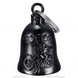 Clochette moto Mocy Bell Lady Biker Acier inoxydable Noir  IM#22955