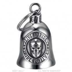 Motorbike Bell Mocy Bell Skull Live To Ride Stainless Steel Silver IM#23014