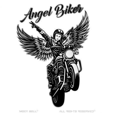 Clochette moto Mocy Bell Angel Biker Acier inoxydable Noir  IM#23078