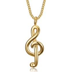 Pendant treble clef Necklace Stainless steel Gold IM#23180