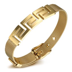La Grecque Gürtel Armband Edelstahl Gold IM#23423