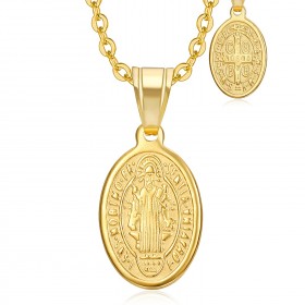 Saint Benedict Women's Gold Stainless Steel Pendant IM#23669