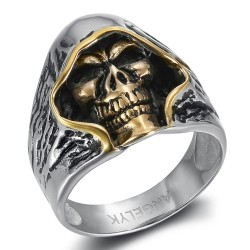 Reaper Ring Biker Skull Head Stainless Steel Gold Silver IM#23767