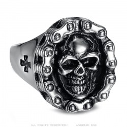 Men's Biker Ring Motorcycle Chain Skull Templar Stainless Steel IM#23796