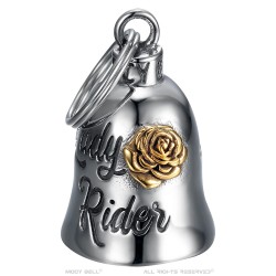 Clochette moto Mocy Bell Lady Rider Acier inoxydable Argent Or  IM#23897