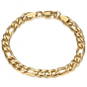 Men's bracelet figaro mesh Stainless steel Gold IM#23934