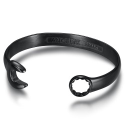 Bracelet clé plate Acier inoxydable Noir Biker Mécanicien  IM#24066