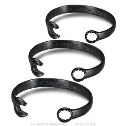 Bracelet clé plate Acier inoxydable Noir Biker Mécanicien  IM#24067