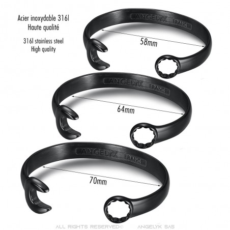 Flat Key Bracelet Stainless Steel Black Biker Mechanic IM#24068