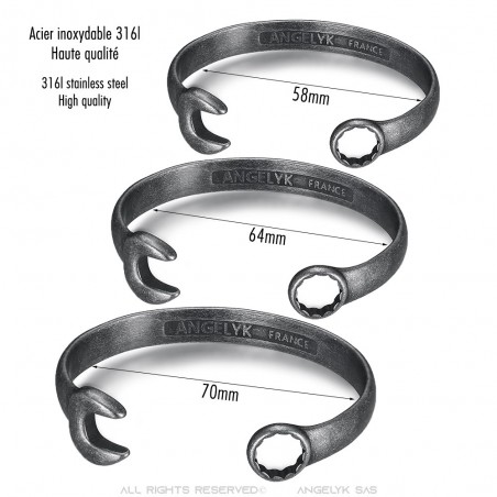 Flat key bracelet Stainless steel Retro Biker Mechanic IM#24076
