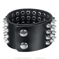 Bracelet punk force Studded Force 4 rows Leather Black IM#24083