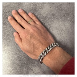 Men's Bracelet 13mm silver stainless steel 21cm IM#24128