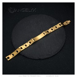 Men's adjustable bracelet Stainless steel Gold Cross Prayer 22cm IM#24134