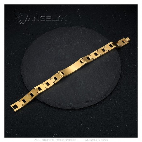 Men's adjustable bracelet Stainless steel Gold Cross Prayer 22cm IM#24134