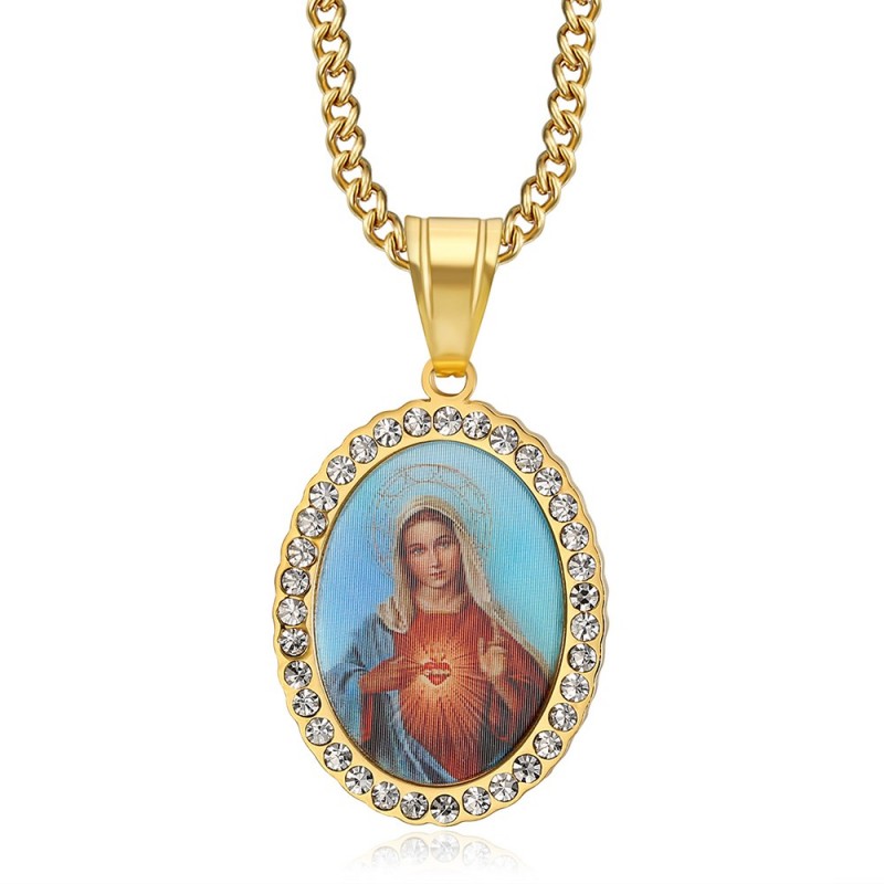 Pendant our lady of the sacred heart of Christ Gold Steel IM#24167